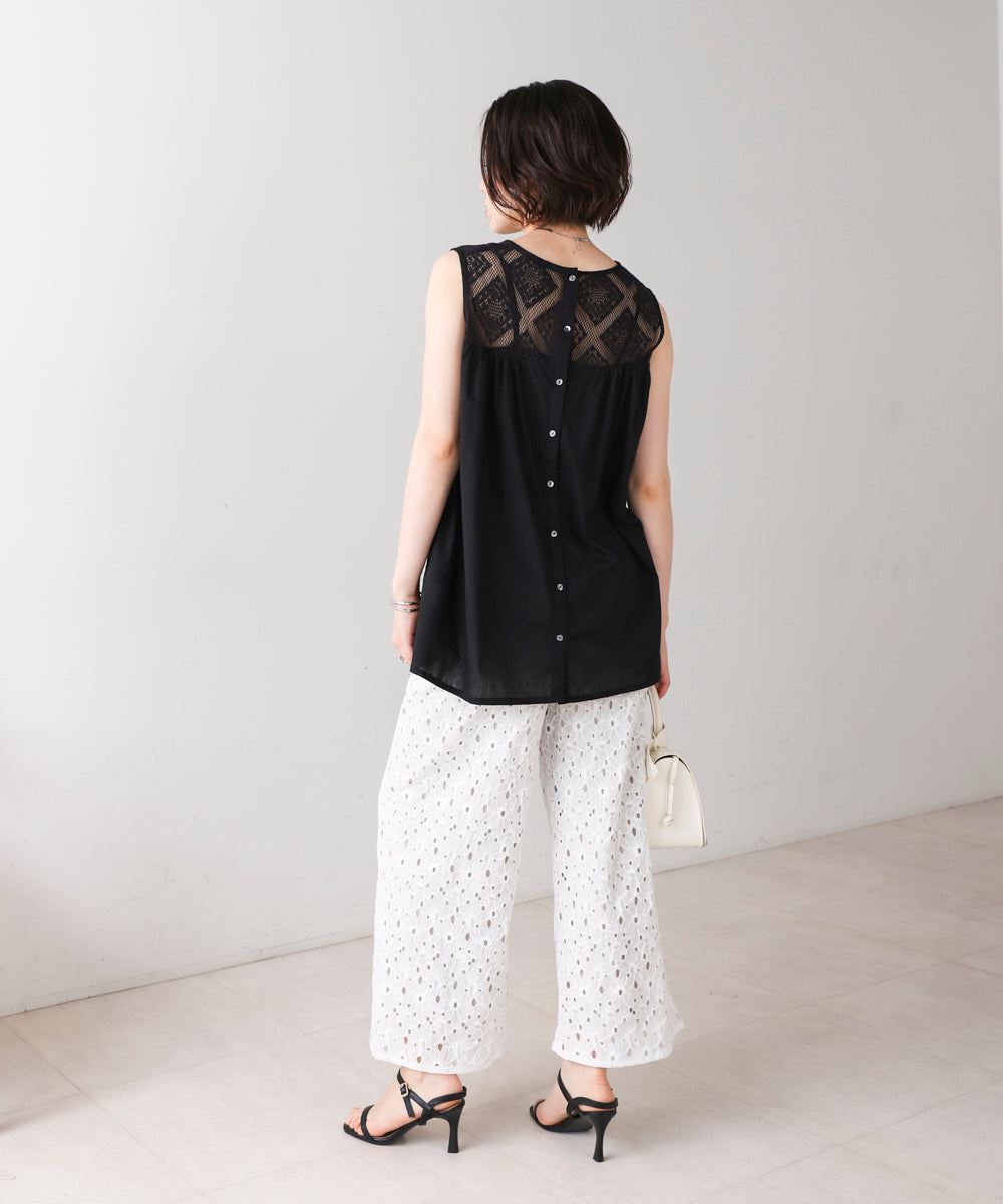 フラワーモチーフワイドパンツ