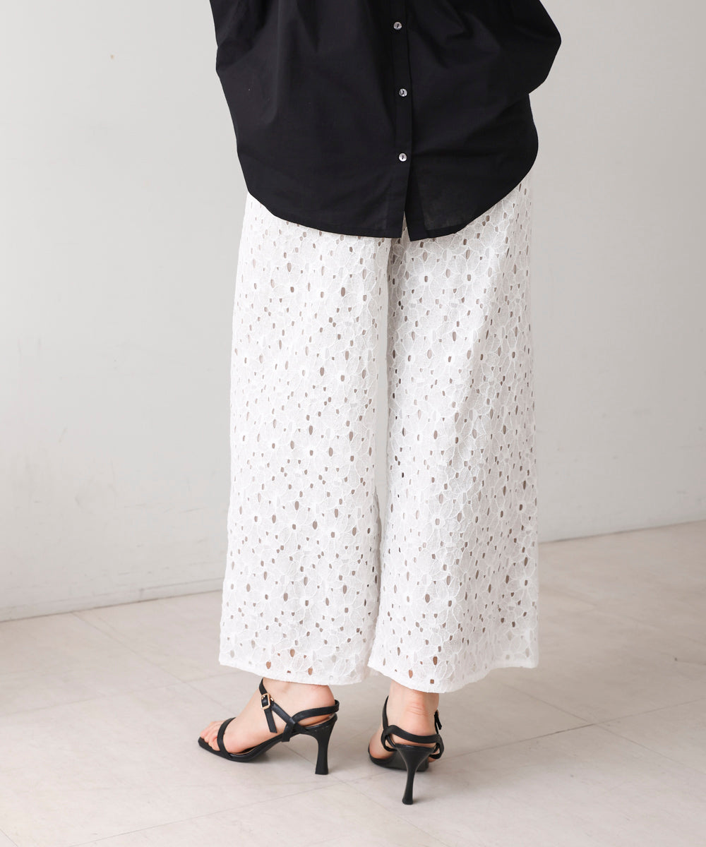 フラワーモチーフワイドパンツ