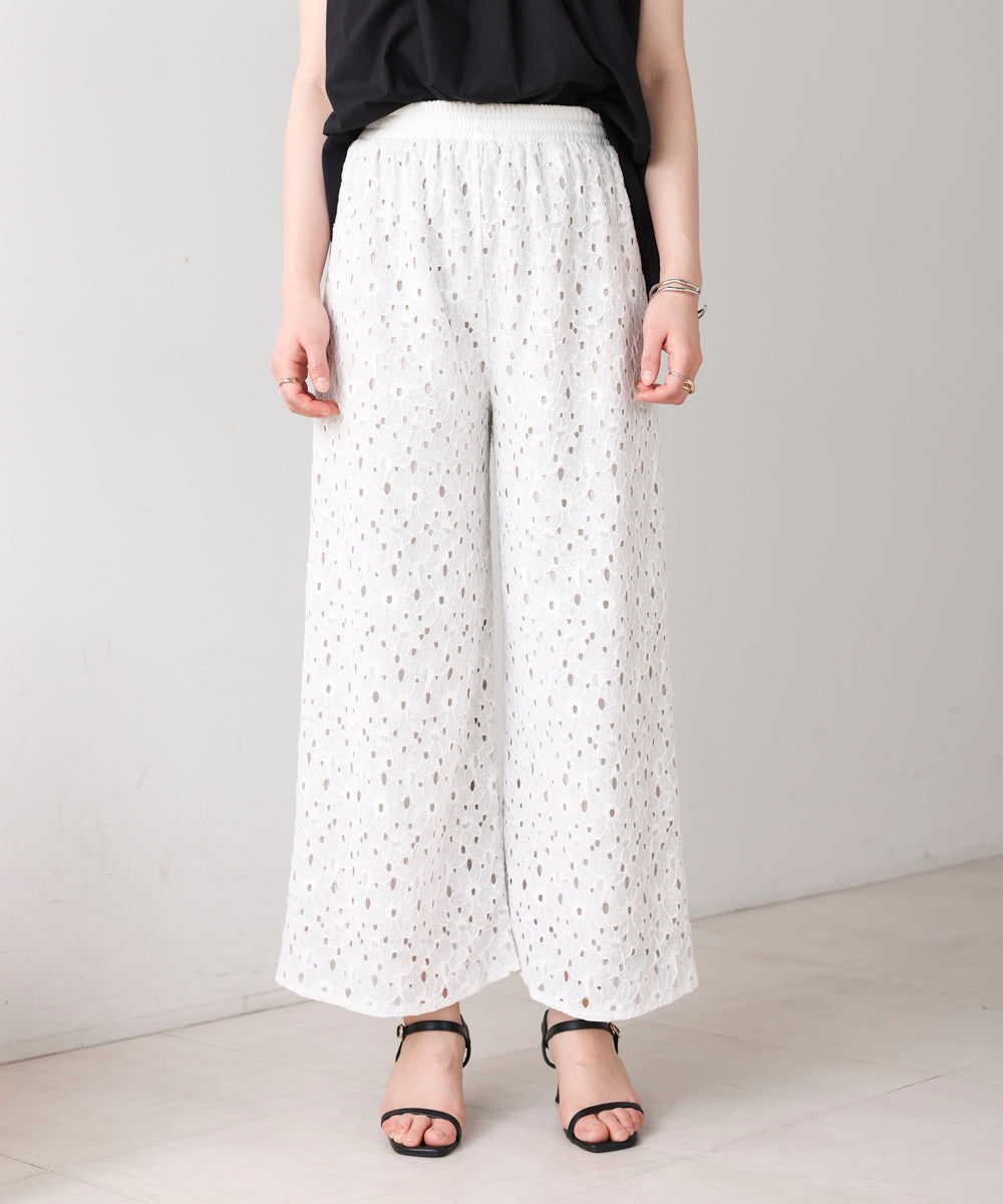 フラワーモチーフワイドパンツ