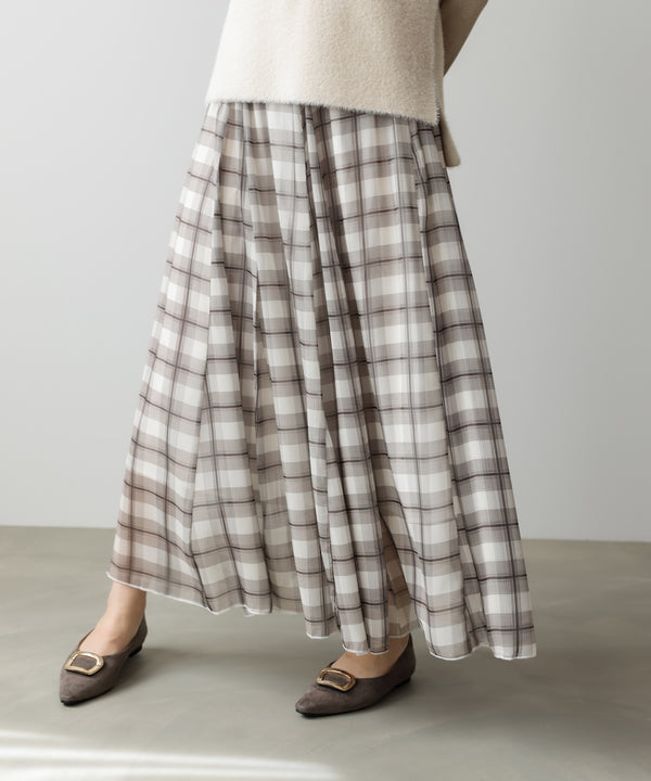 シアーチェックレイヤードスカート