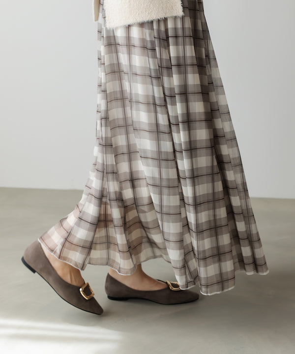 シアーチェックレイヤードスカート