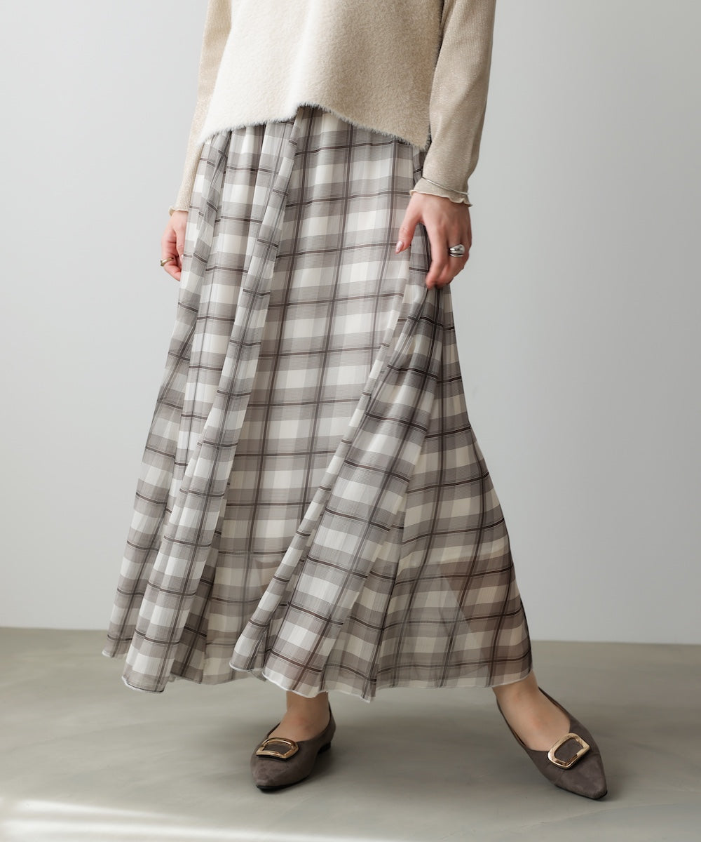 シアーチェックレイヤードスカート