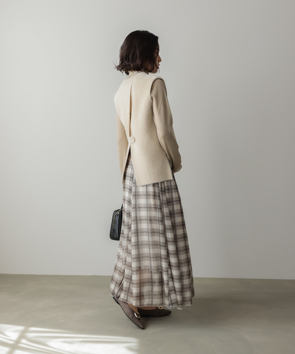 シアーチェックレイヤードスカート