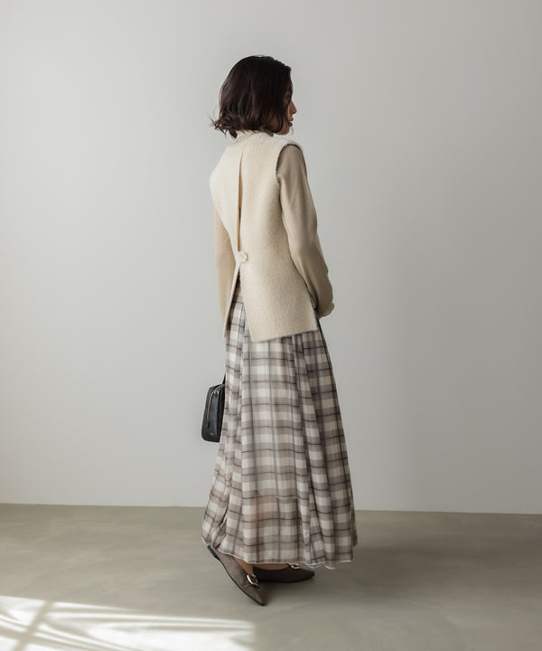 シアーチェックレイヤードスカート
