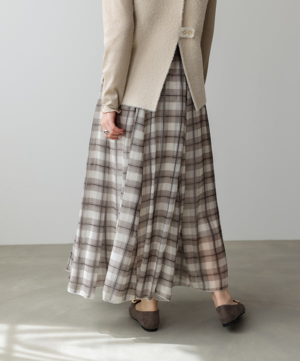 シアーチェックレイヤードスカート
