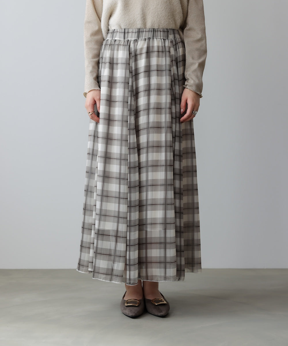 シアーチェックレイヤードスカート