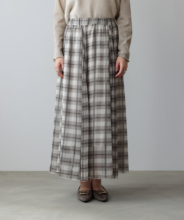 シアーチェックレイヤードスカート