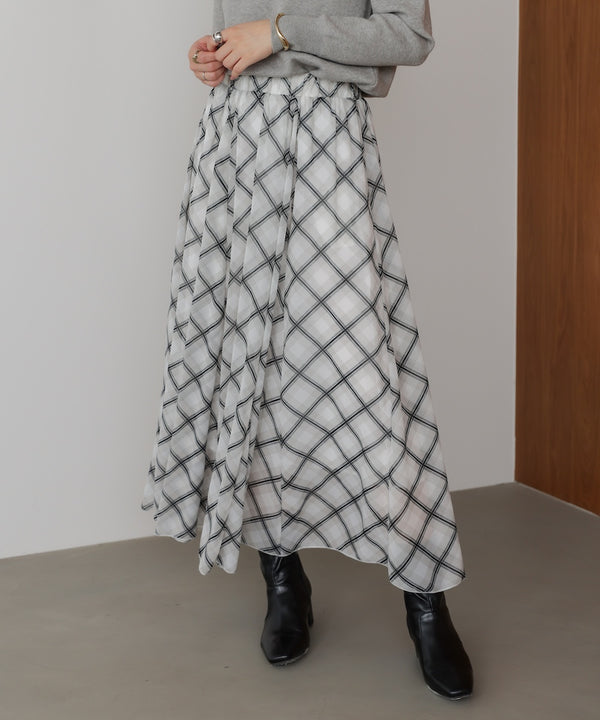 シアーチェックレイヤードスカート