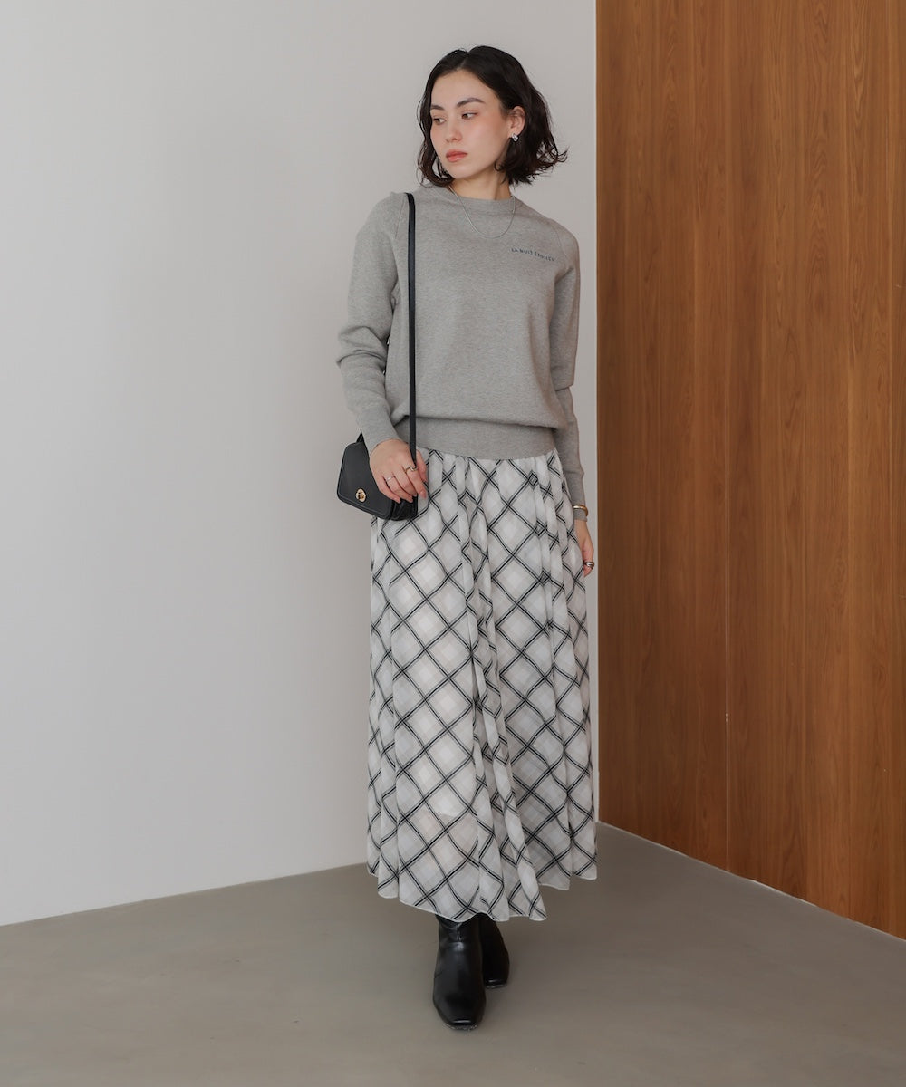 シアーチェックレイヤードスカート