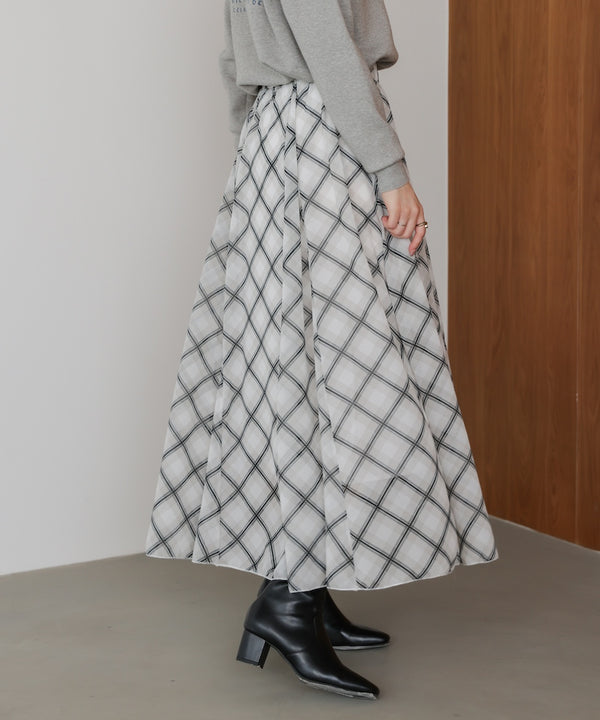 シアーチェックレイヤードスカート