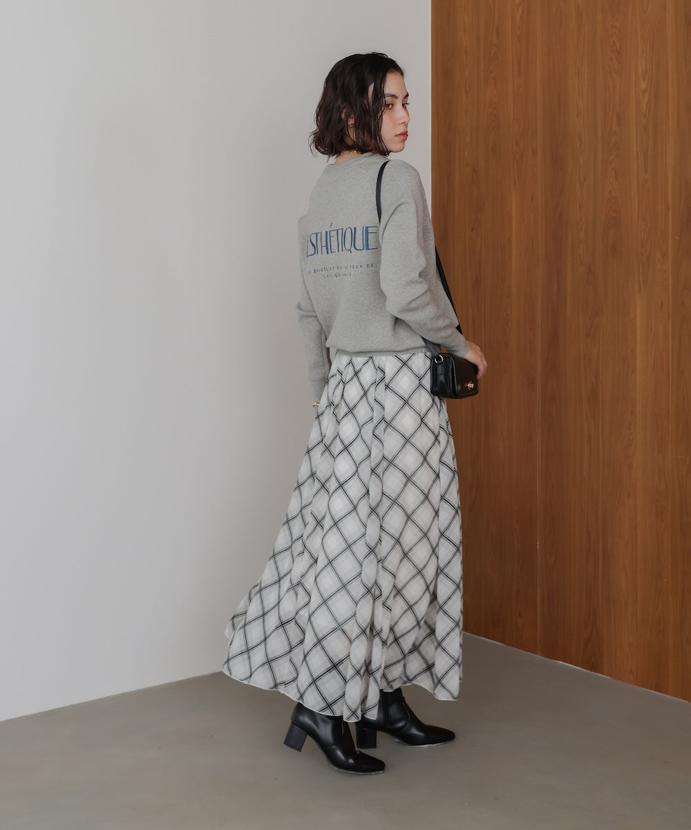 シアーチェックレイヤードスカート