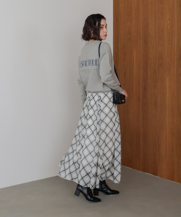 シアーチェックレイヤードスカート