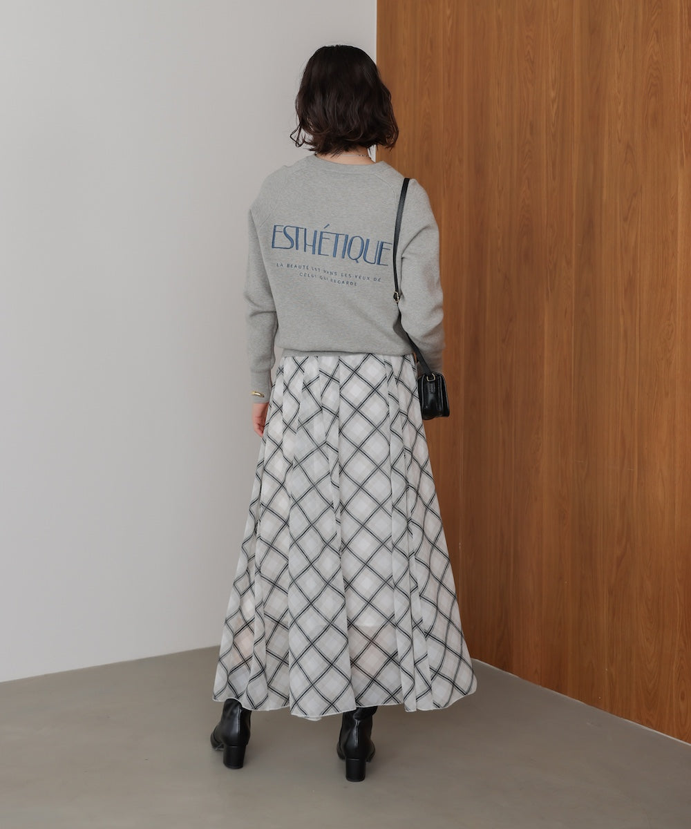 シアーチェックレイヤードスカート