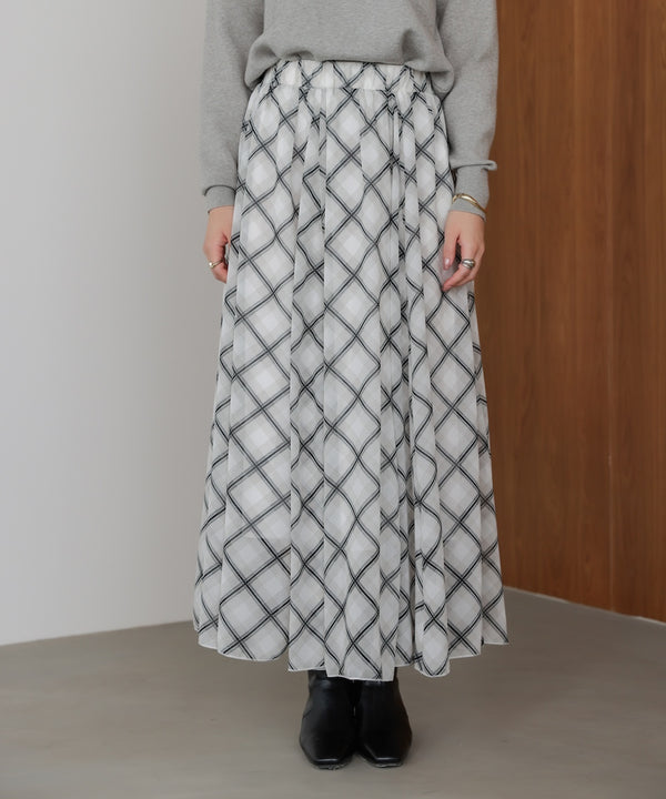 シアーチェックレイヤードスカート