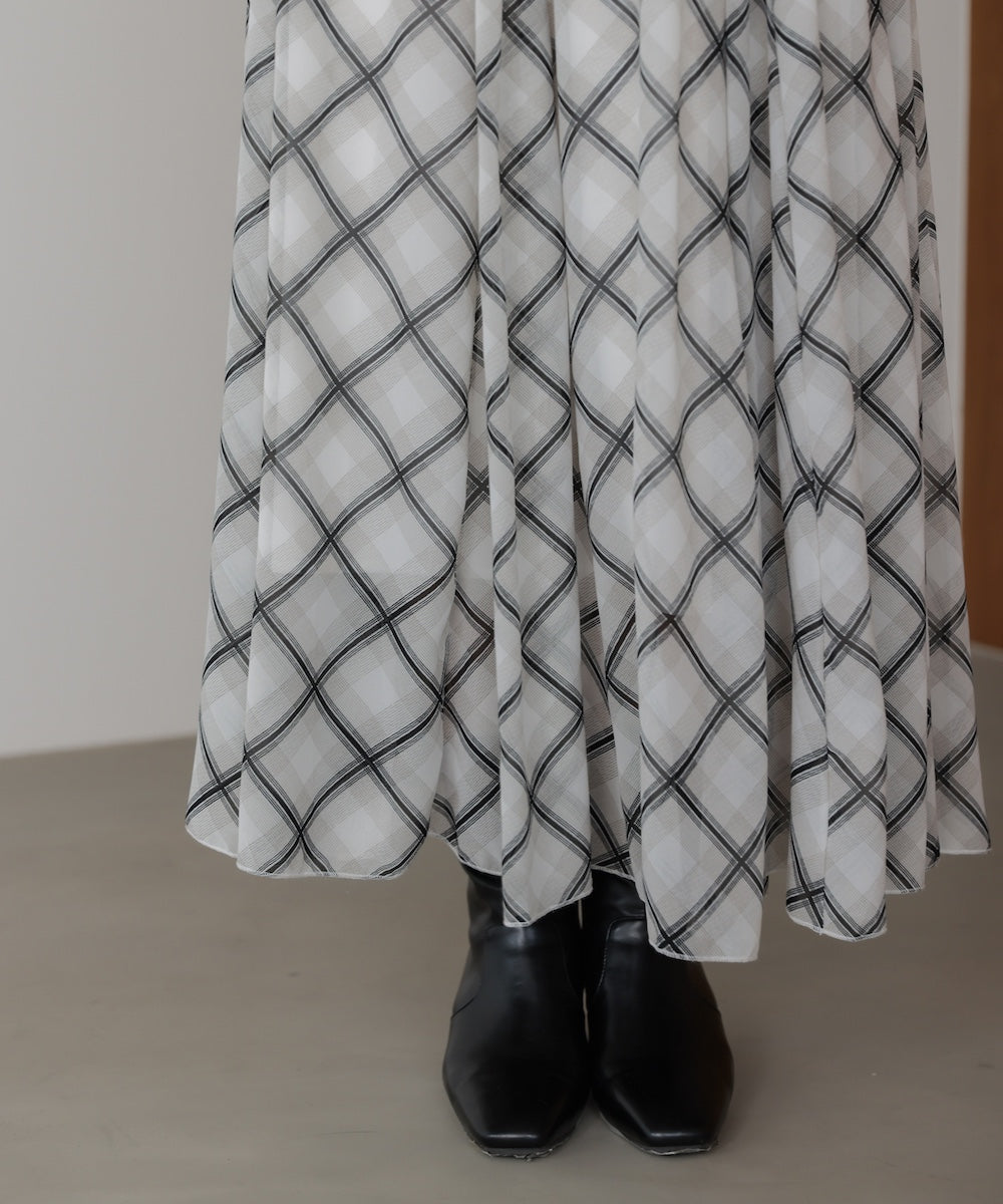 シアーチェックレイヤードスカート