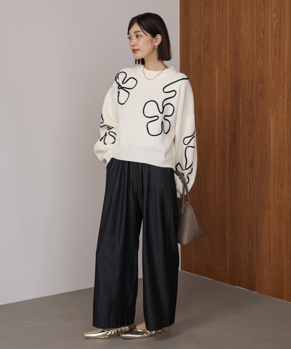 デニムライクワイドパンツ