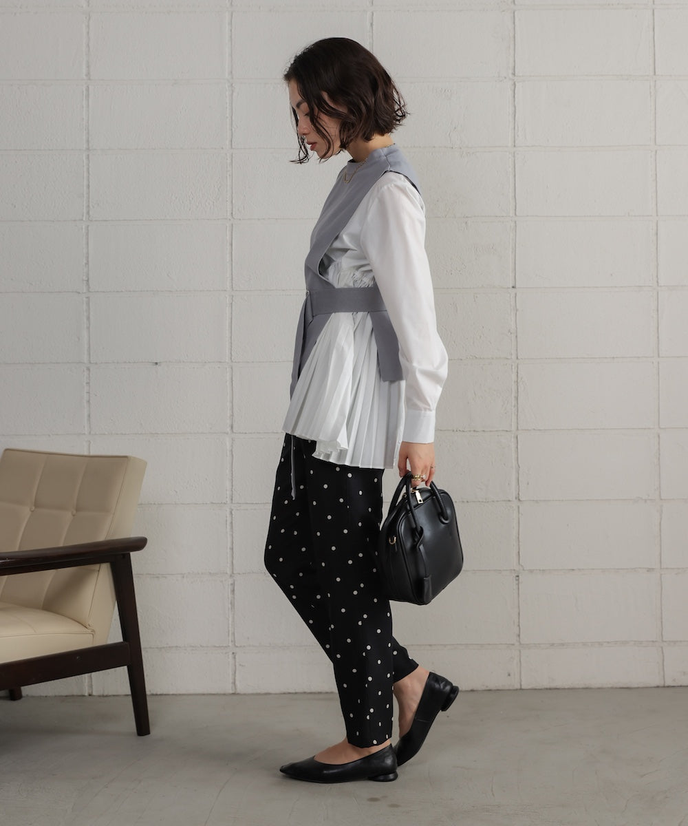 プリーツブラウスニットベストセット