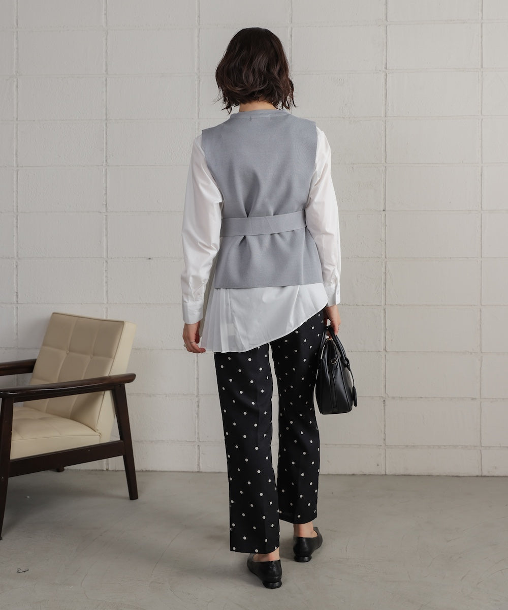 プリーツブラウスニットベストセット