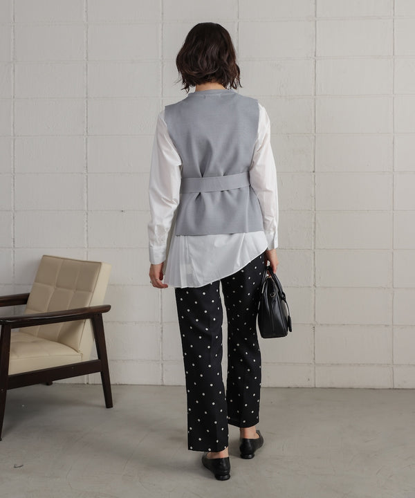 プリーツブラウスニットベストセット