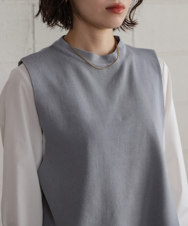 プリーツブラウスニットベストセット