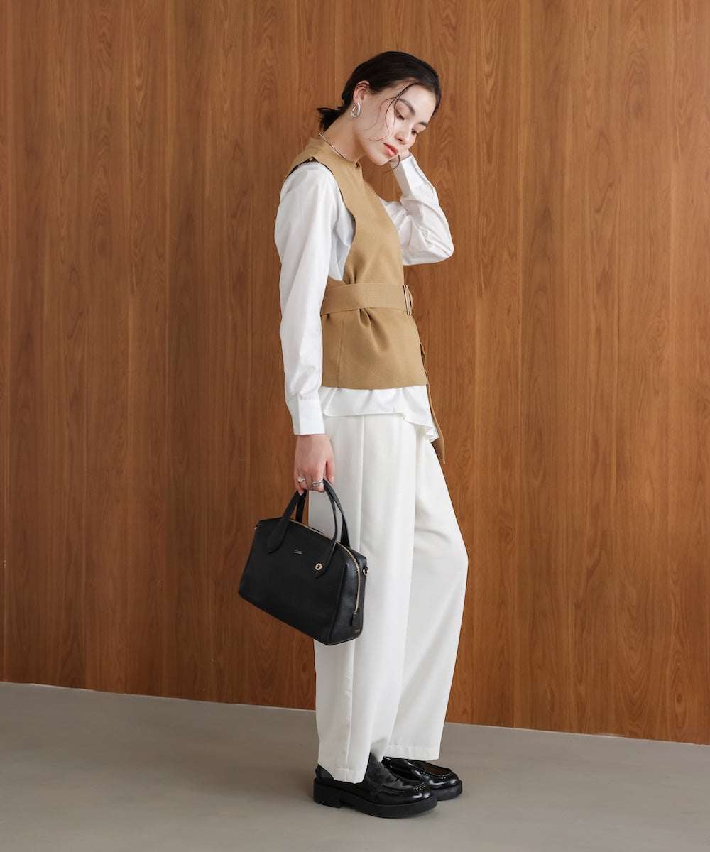 プリーツブラウスニットベストセット