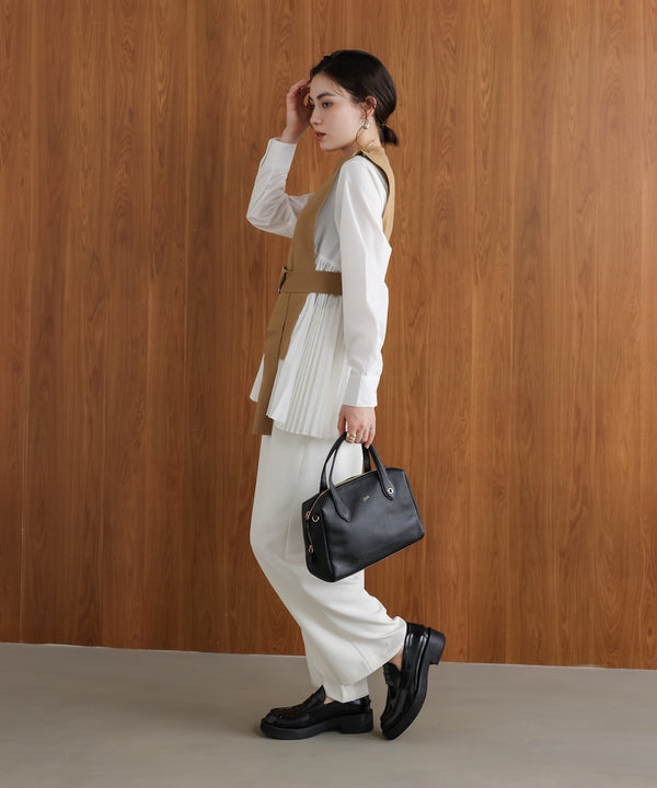 プリーツブラウスニットベストセット