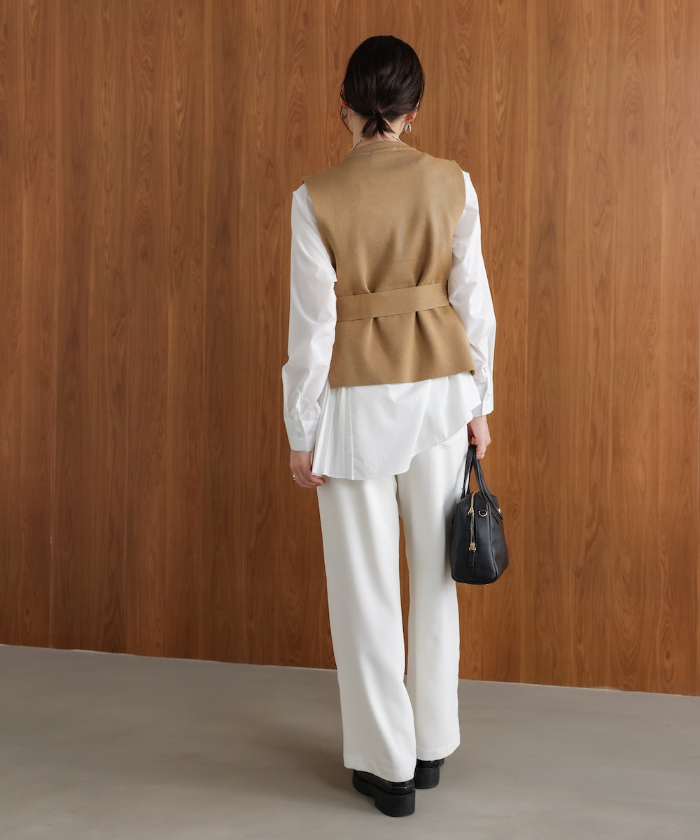 プリーツブラウスニットベストセット