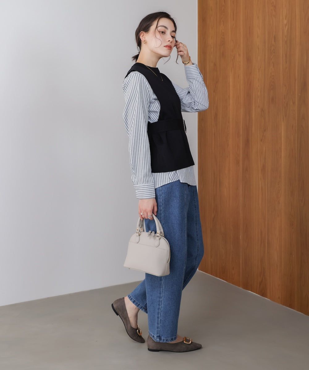 プリーツブラウスニットベストセット