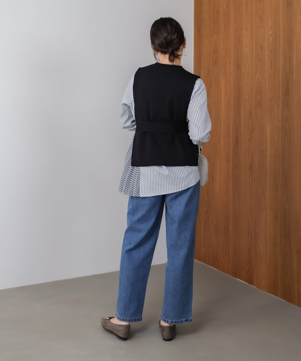 プリーツブラウスニットベストセット