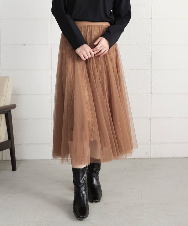 ラインチュールギャザースカート