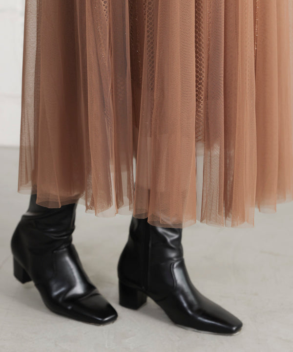 ラインチュールギャザースカート