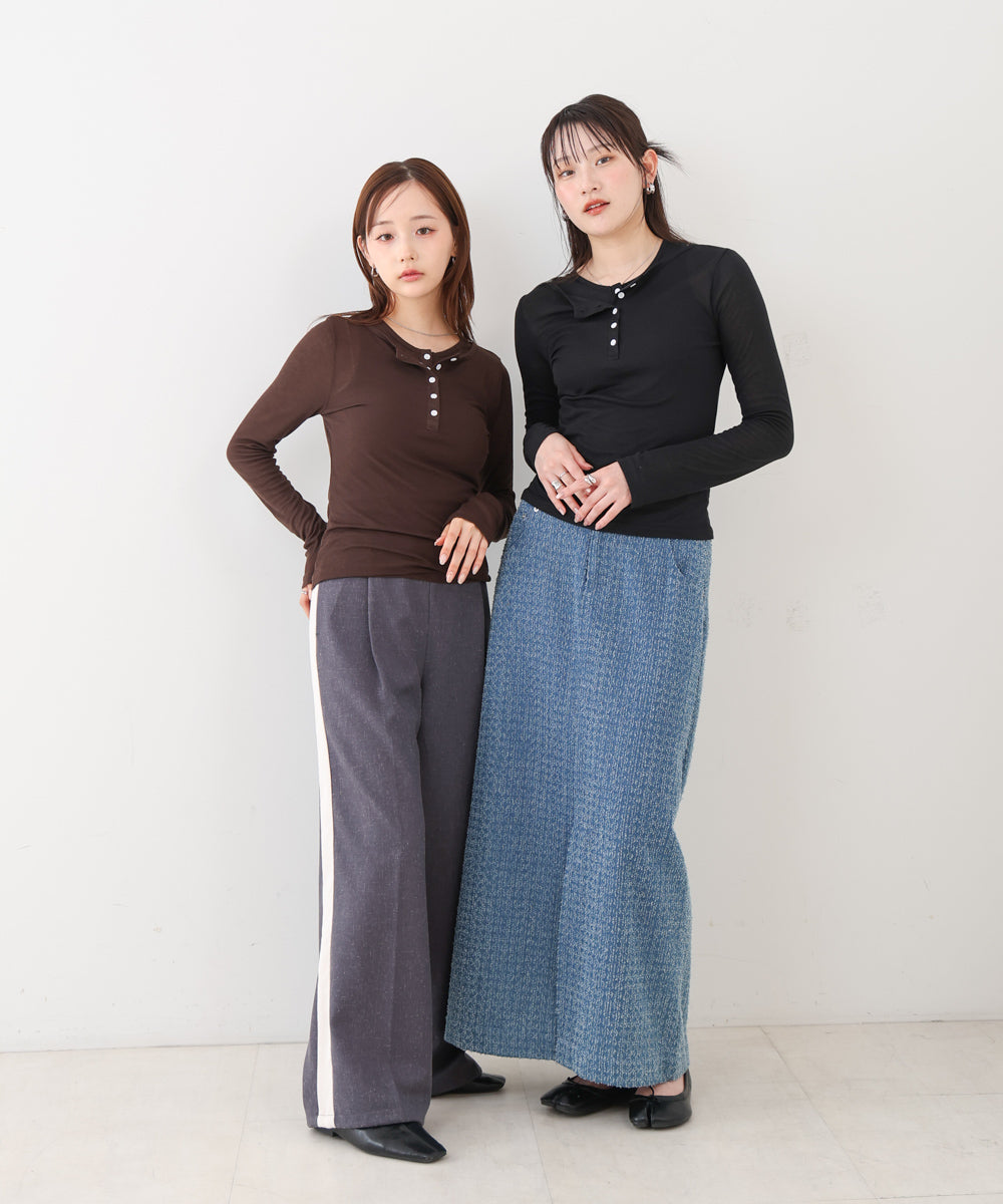 ボタンタンクセット ヘンリーネックトップス