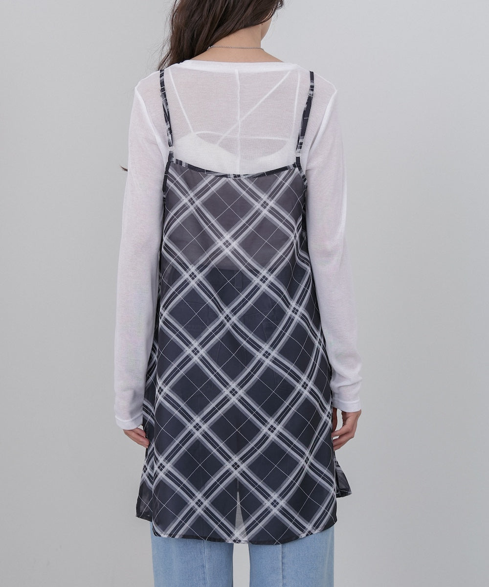 チェックシアーキャミミニワンピース