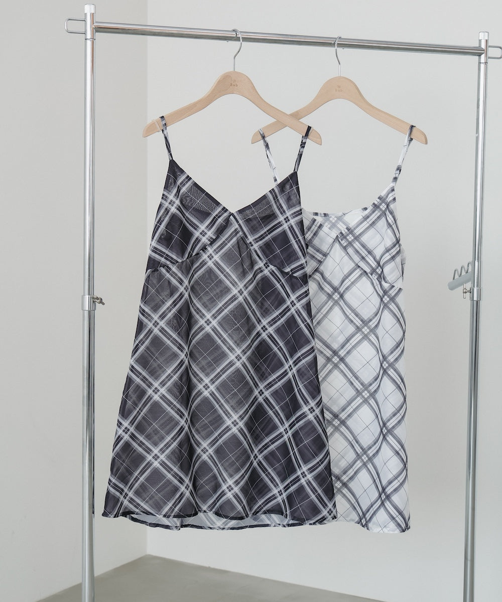 チェックシアーキャミミニワンピース
