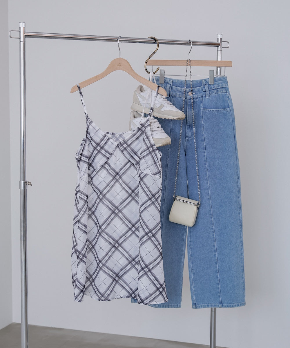 チェックシアーキャミミニワンピース