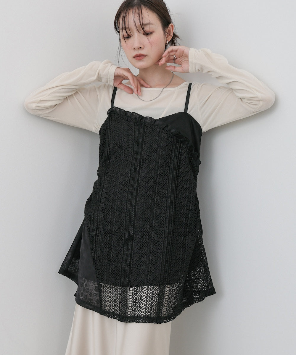 レースドッキングミニキャミワンピース