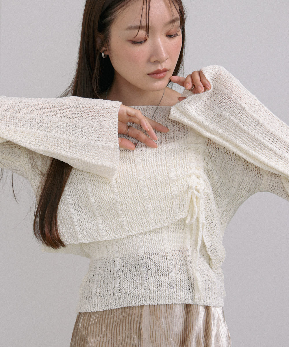 シャーリングリボンクロップド丈トップス×キャミセット