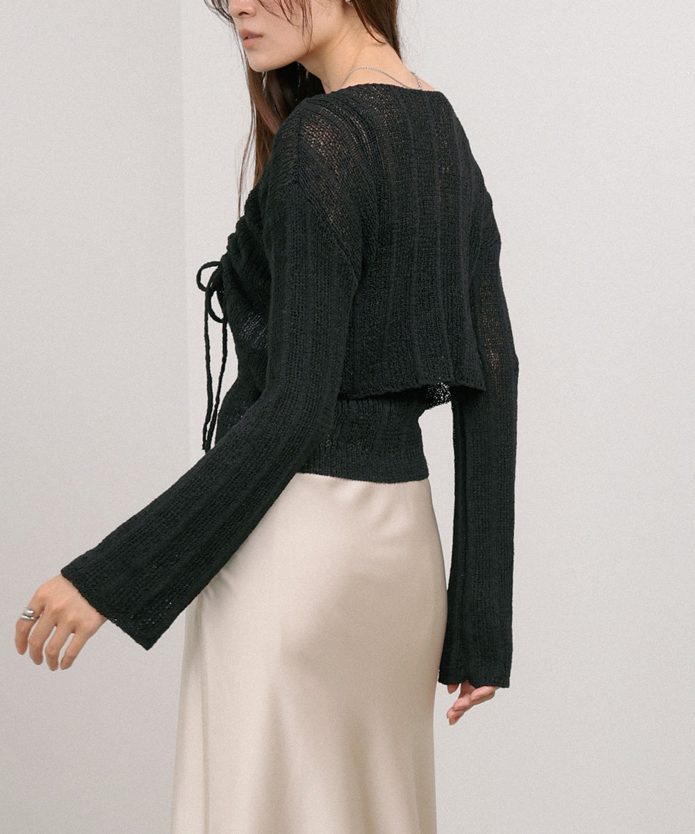 シャーリングリボンクロップド丈トップス×キャミセット