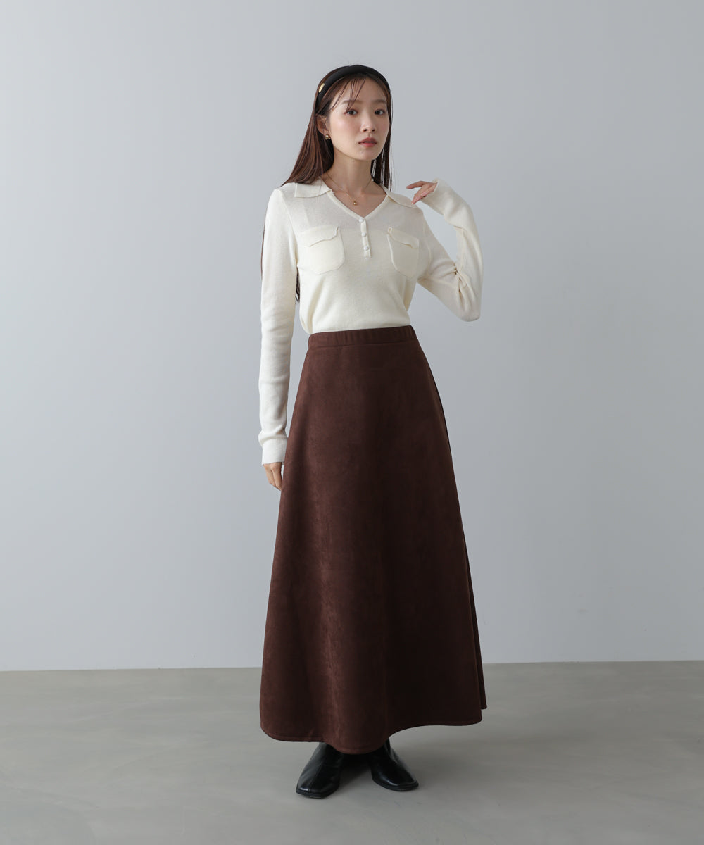 くるみボタンポロニット