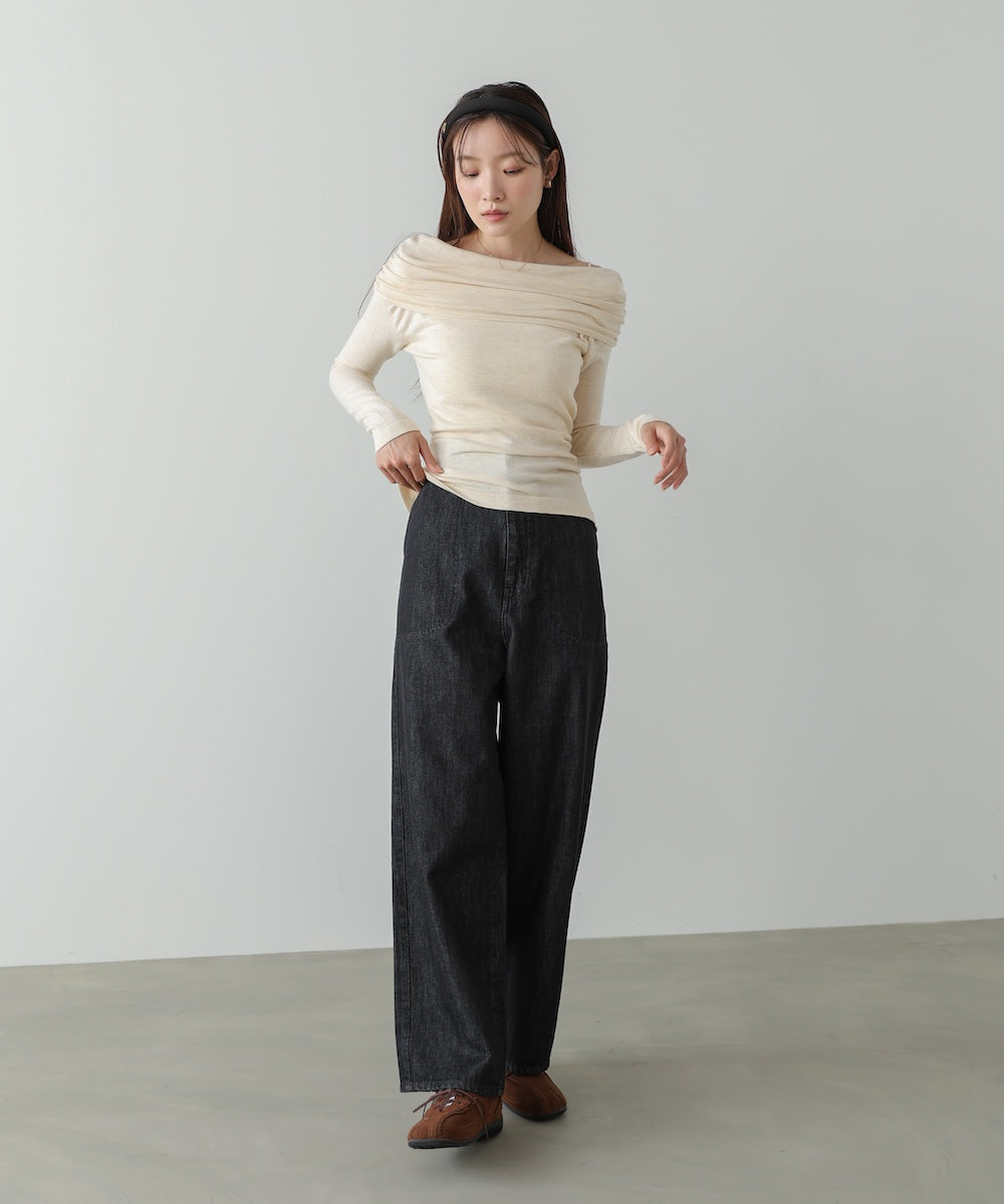 オフショルウエストマークトップス