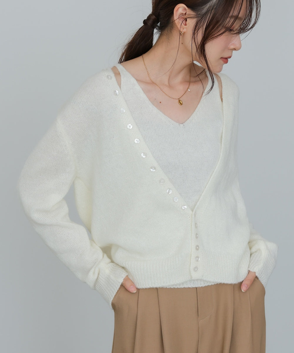 ボタンデザインキャミSETニット