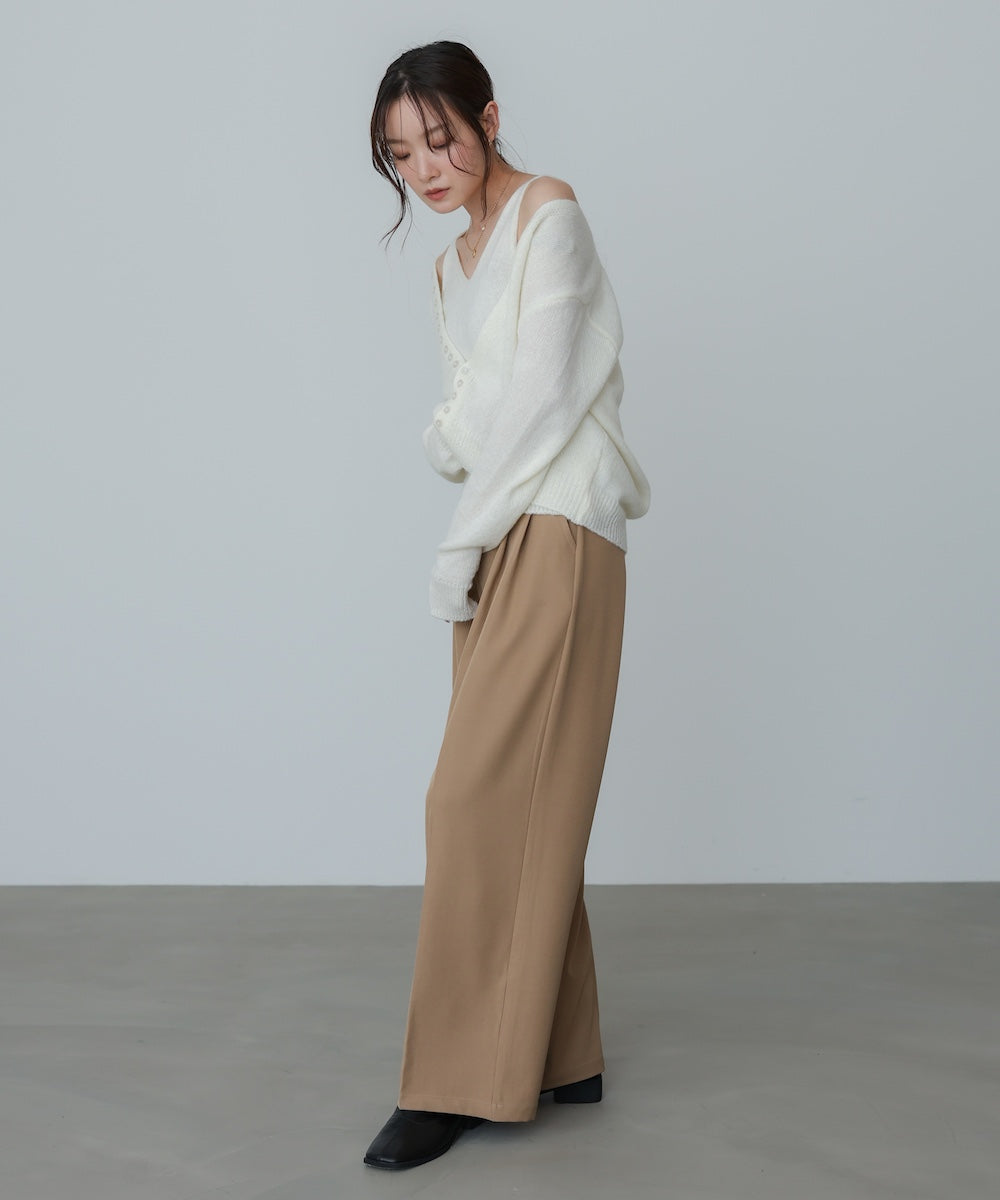 ボタンデザインキャミSETニット