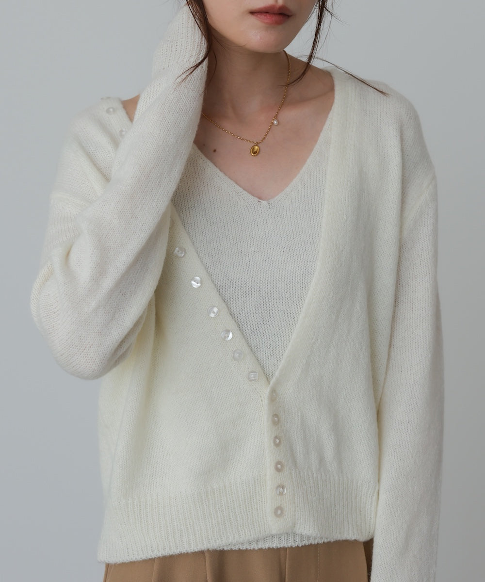 ボタンデザインキャミSETニット
