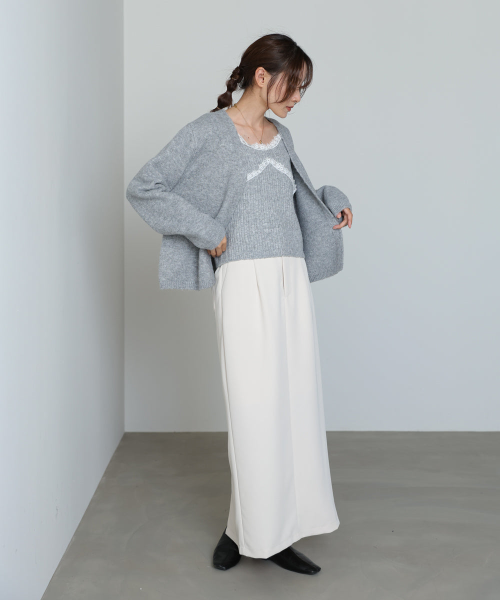 ニットレースキャミ+ニットカーディガン