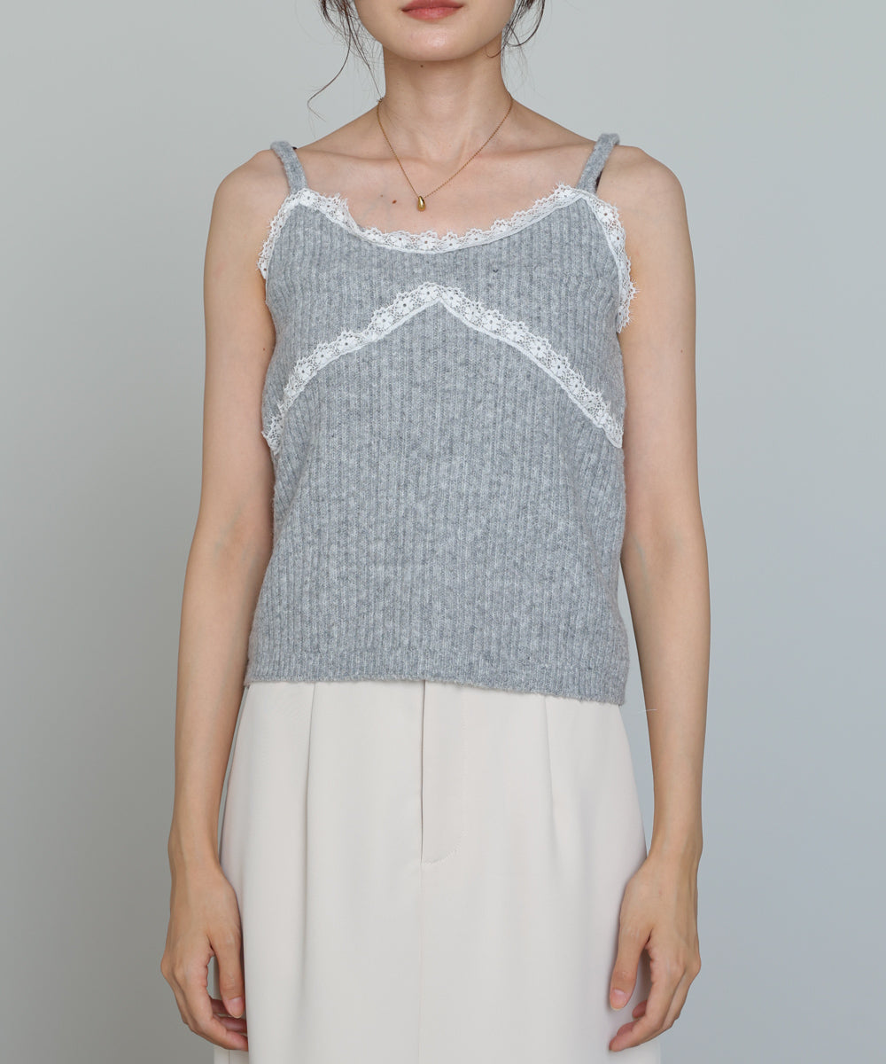 ニットレースキャミ+ニットカーディガン