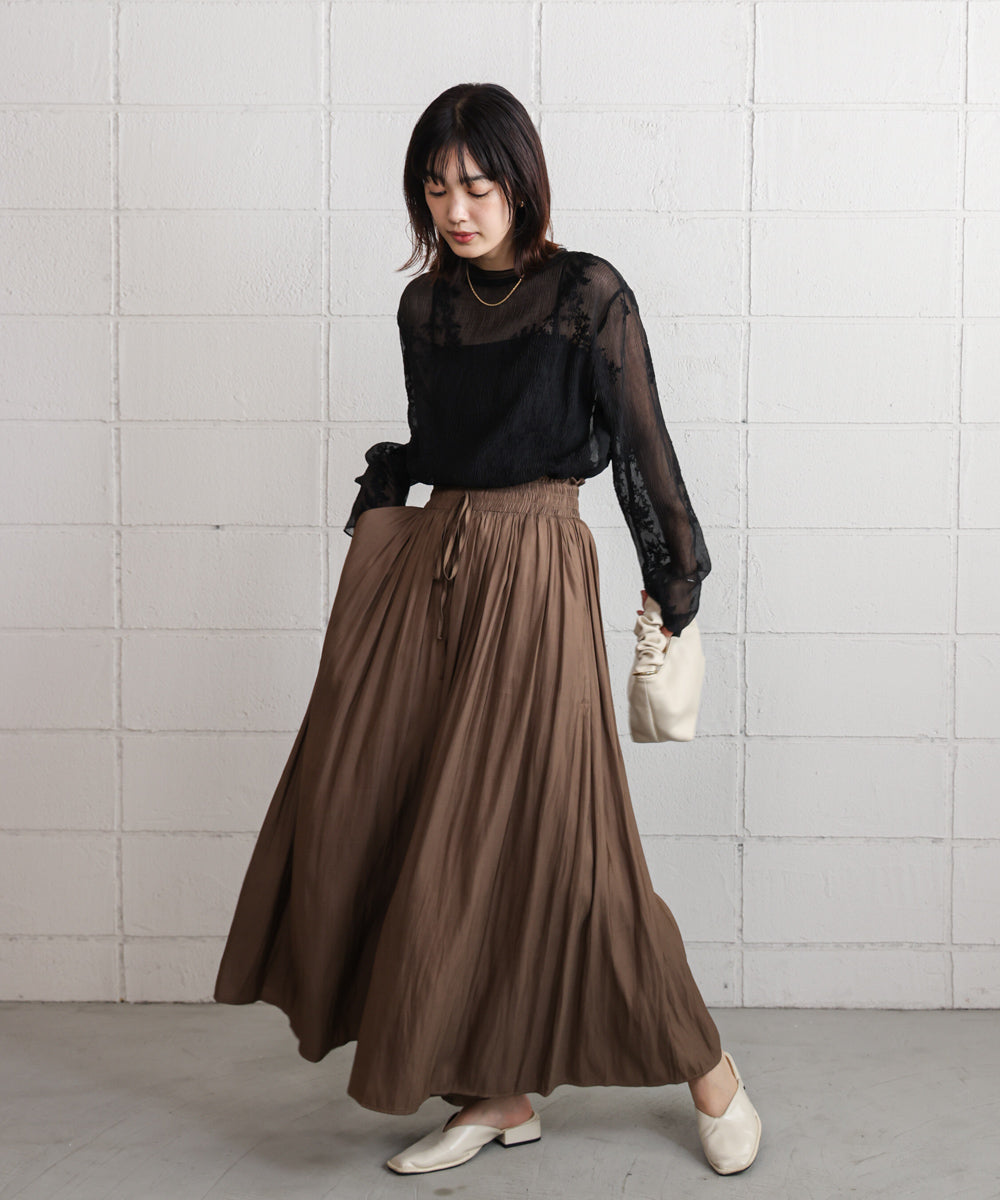 ギャザーウエストワイドパンツ