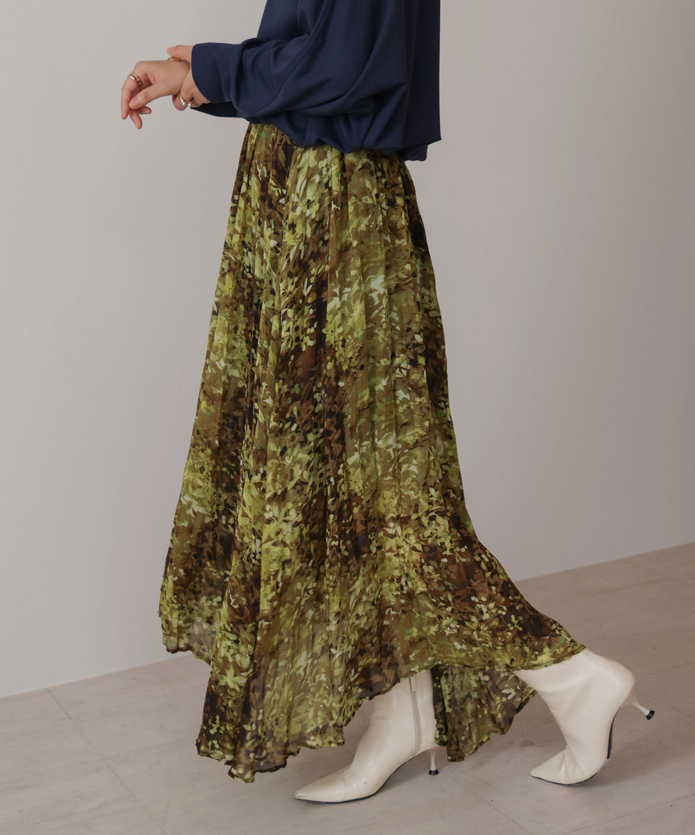 オータムカラー柄プリーツスカート