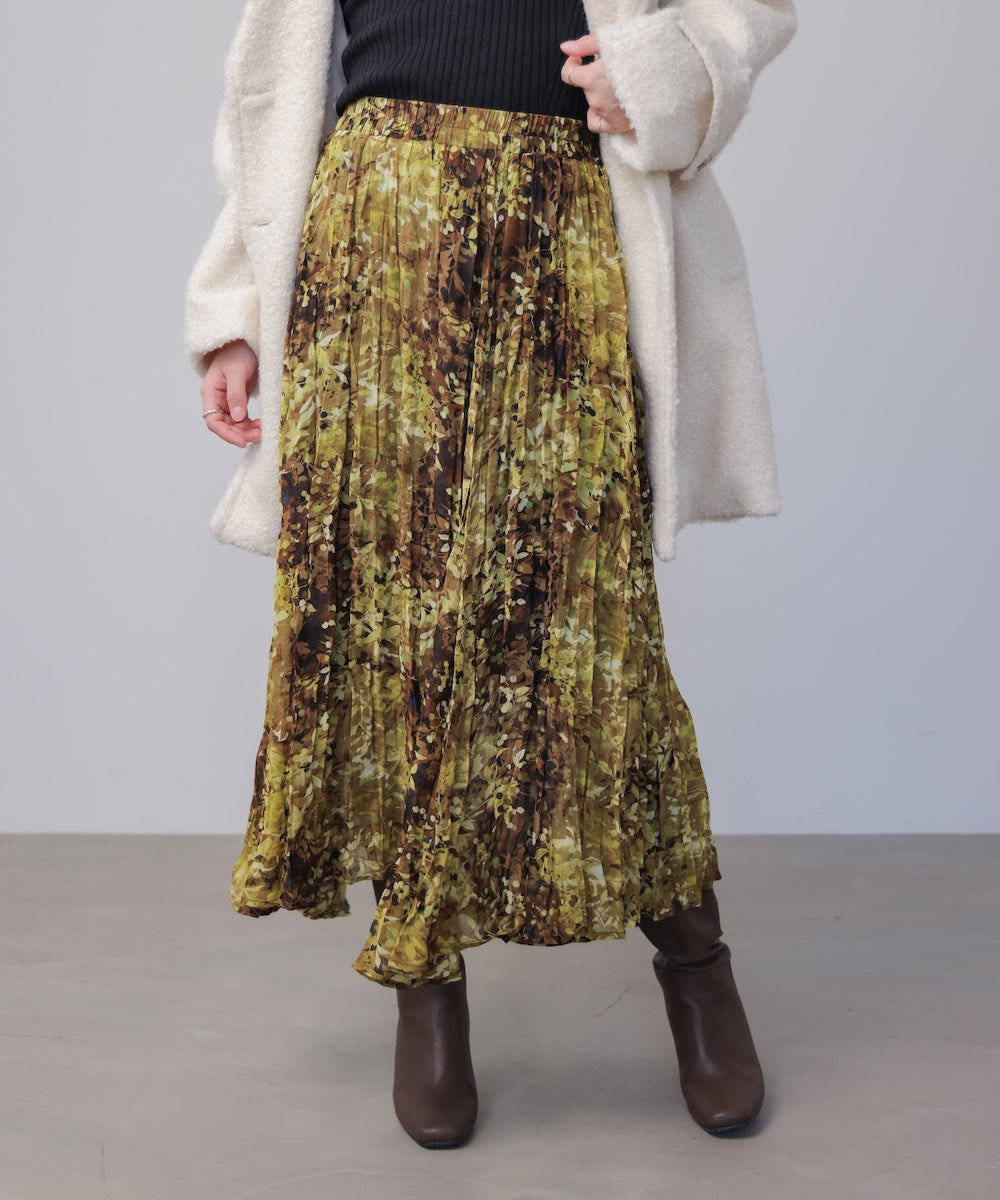 オータムカラー柄プリーツスカート