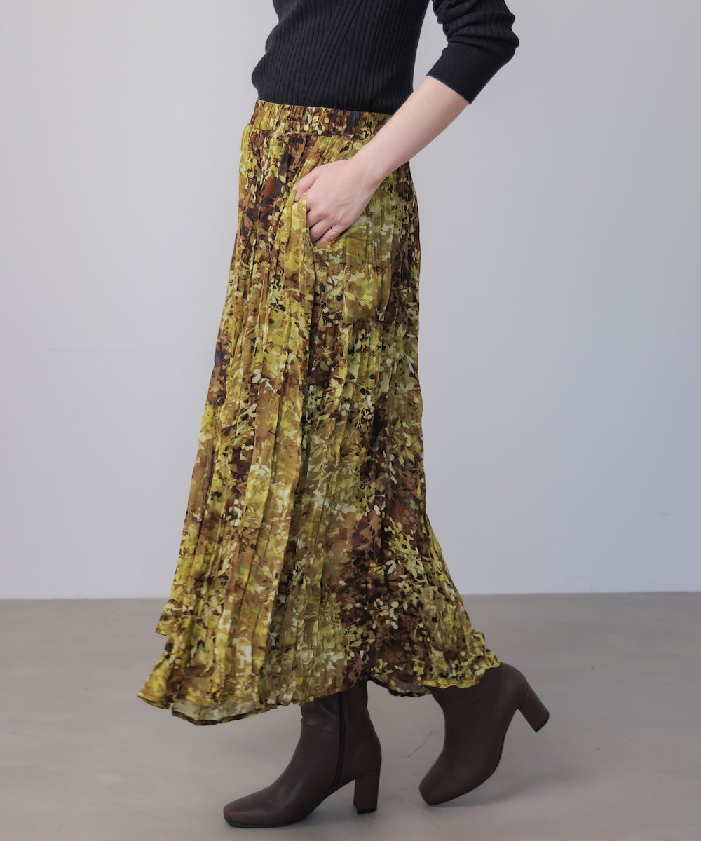 オータムカラー柄プリーツスカート