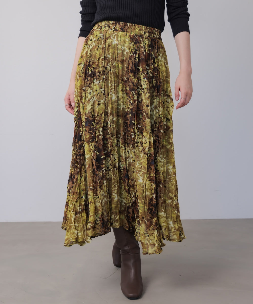 オータムカラー柄プリーツスカート